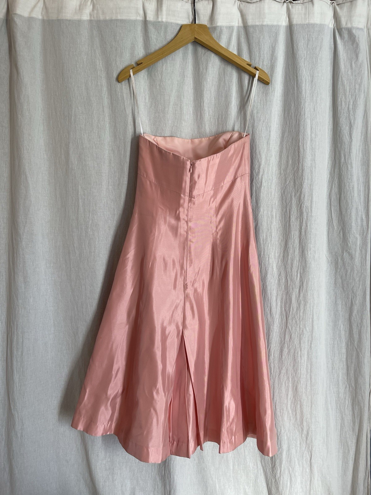 Vera Wang Dress Womens 6 Pink Strapless Taffeta Fit Flare Kick Pleat Formal FLAW
