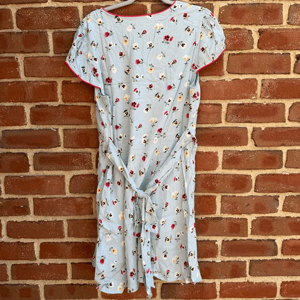 Gap x DOEN Blue Dublin Floral Mini Dress Short Sleeve Fit Flare Boho 16 NWOT