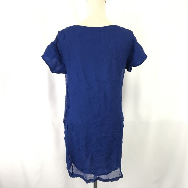 Made in Japan UNITED BAMBOO 100% Silk Sheer Dress 4 Blue Tops Shirts cBH628
