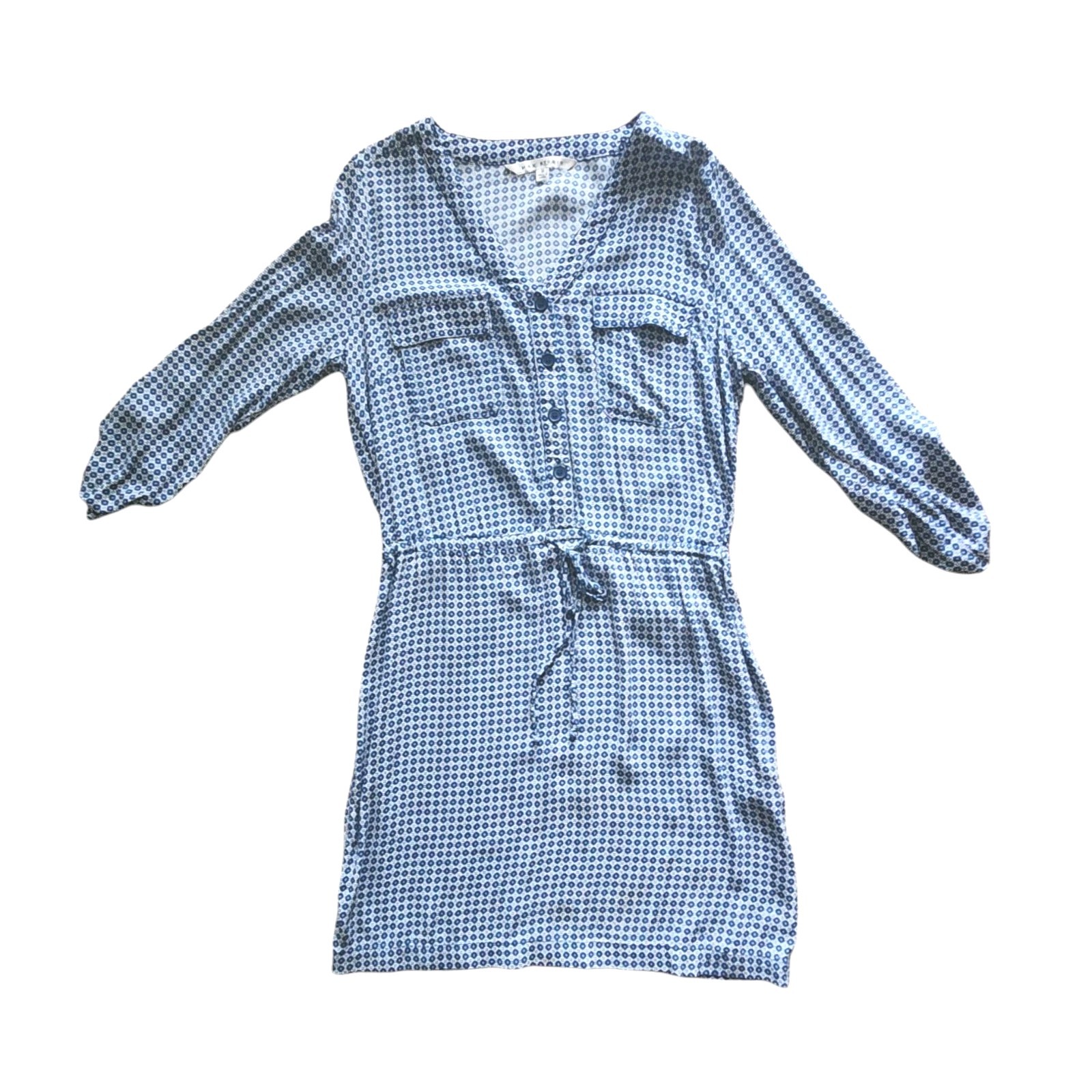 Max Studio Tunic Dress Women’s Size Medium Long Sleeves Drawstring Waist Sheer