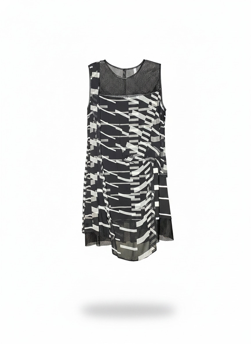 Pianurastudio Women’s Black Sleeveless High Low Dress Size 44 NWT