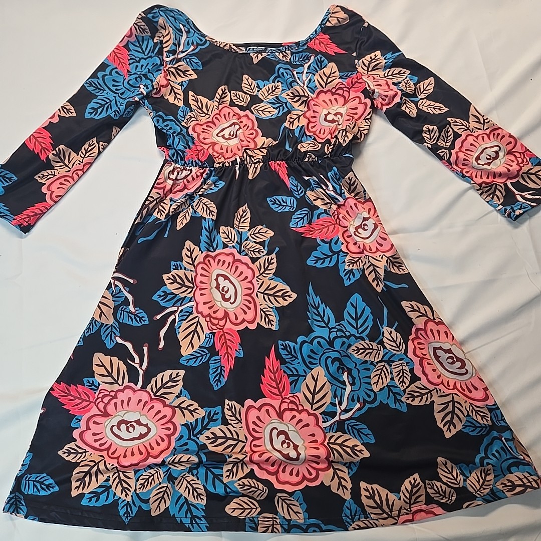 Floral Dress Womens S Empire Waist Summer Wedding Guest Maximalist Stretchy Boho