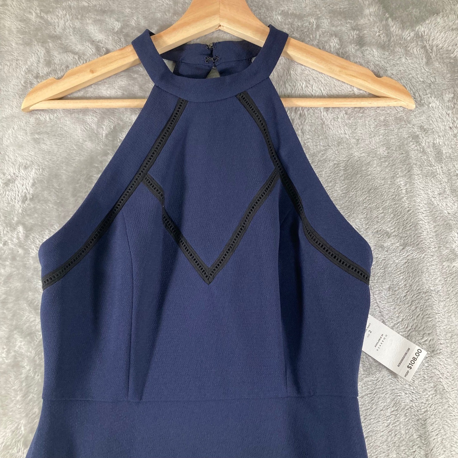 BCBGeneration Womens 2 Halter Neck Fit and Flare Dress Dark Navy GEF60L21-F1 2