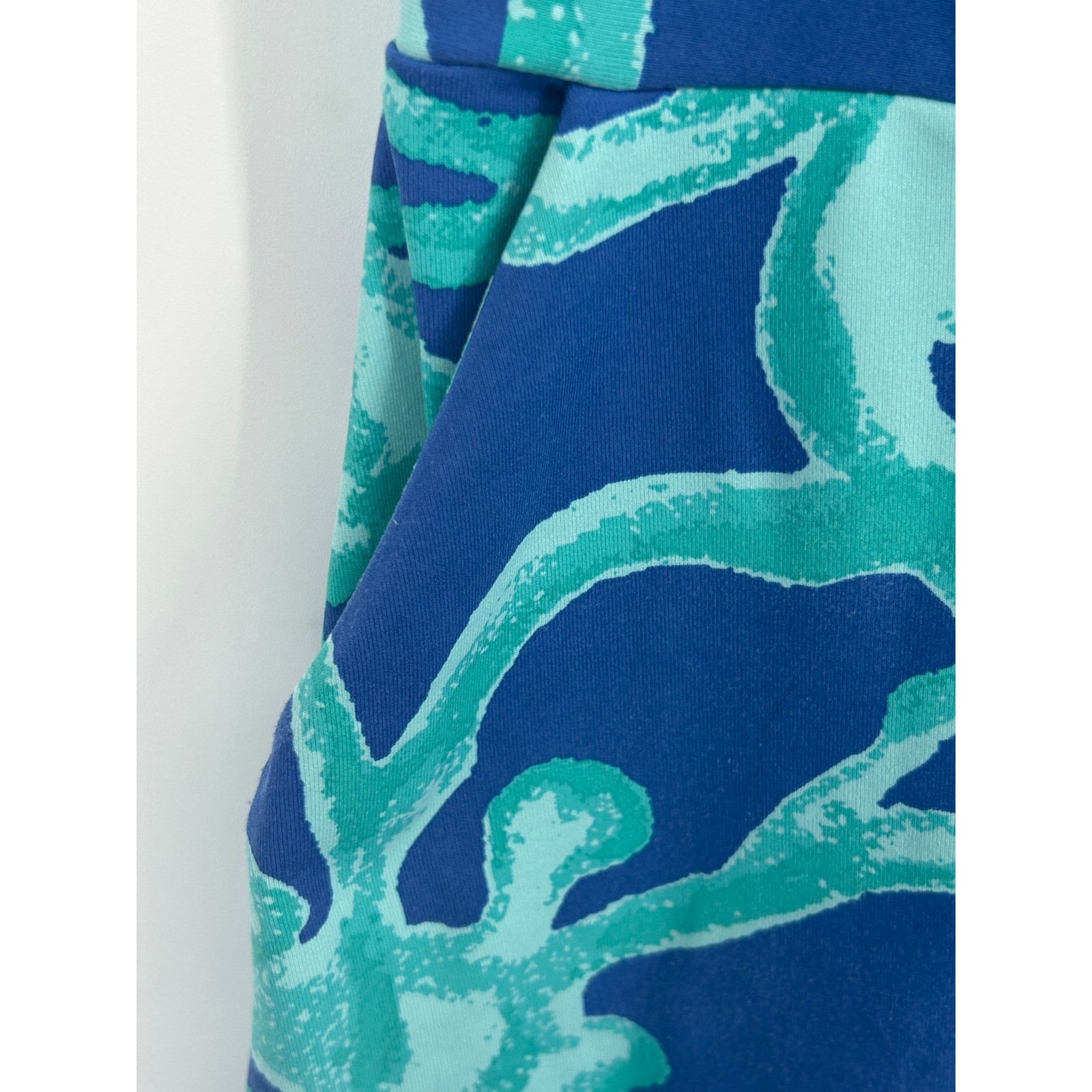 J.McLaughlin Blue Teal Abstract Sleeveless Sheath Dress Small Catalina Cloth