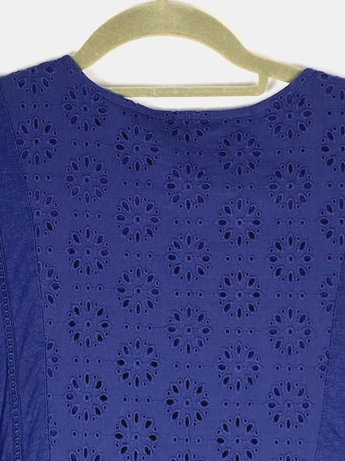 Sweet Magnolia Nave Blue Eyelet Embroidered Shirt Dress Sz M Prairie Twee Boho
