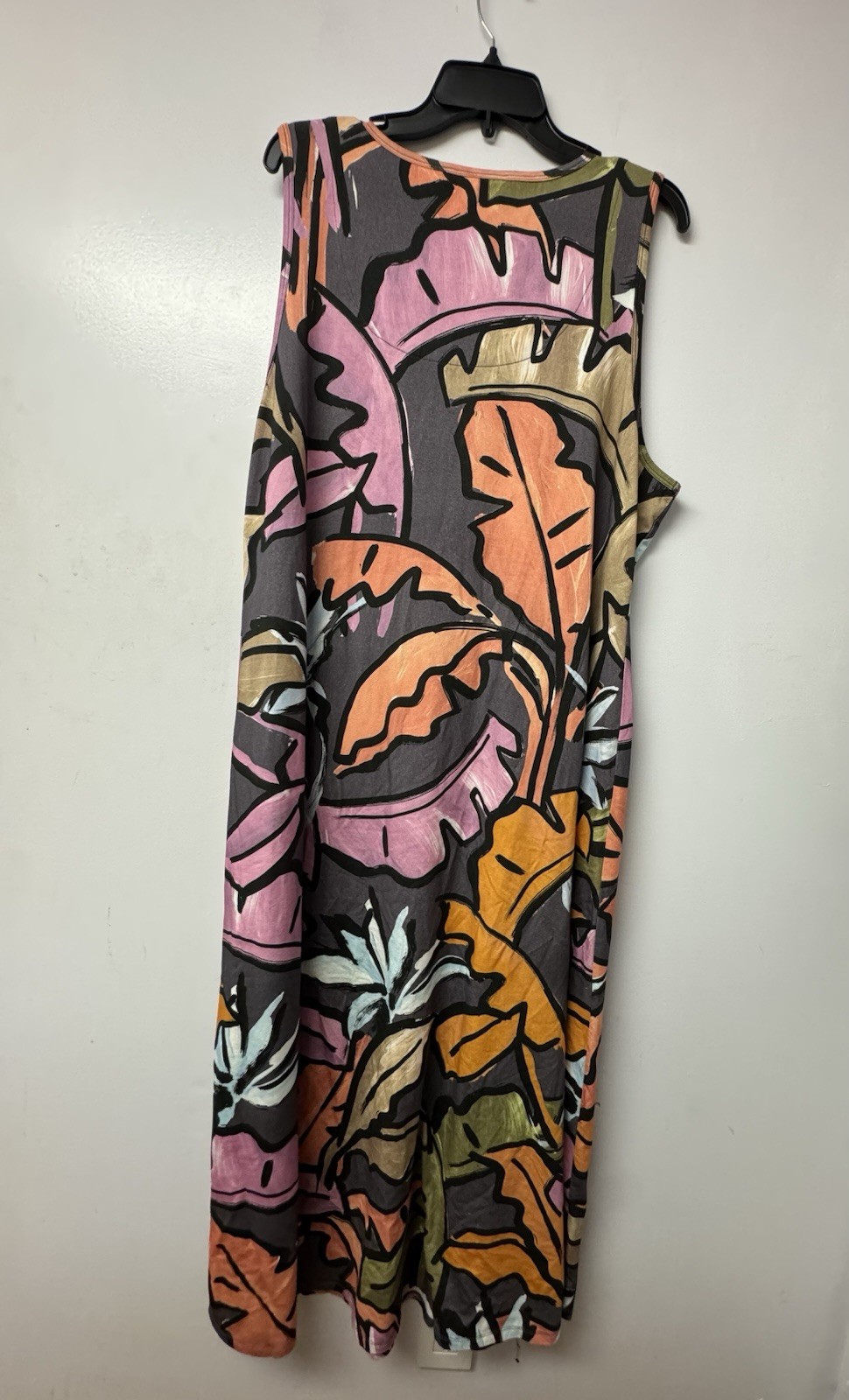 Soft Surroundings Joylyn Cinched Waist Maxi Dress 2X Tropical Palm Print Boho B2