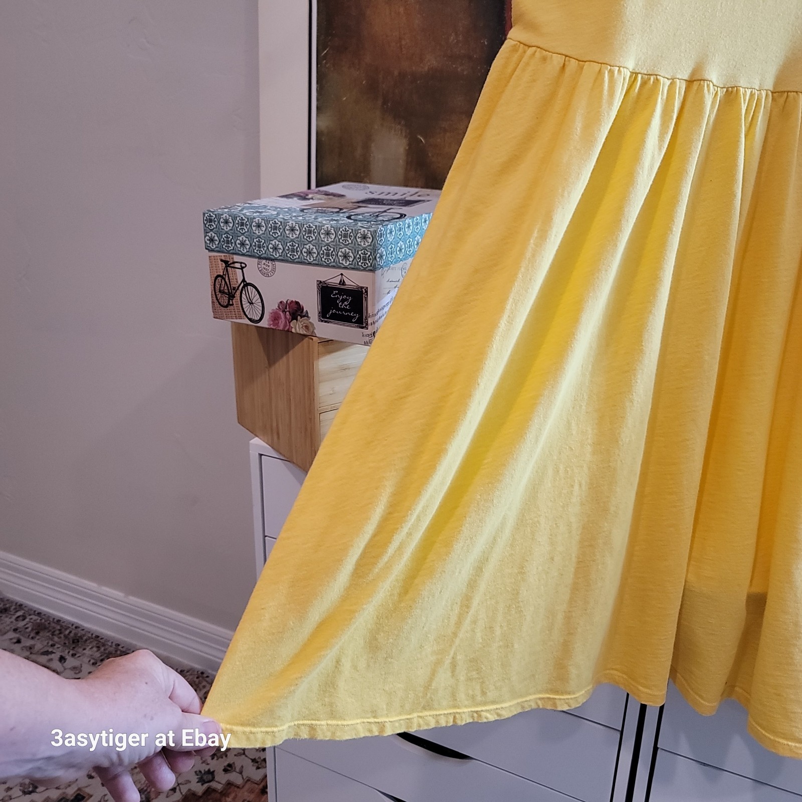 American Eagle Knit Sundress Tank Lace Women XL Yellow Cottagecore Boho Peasant