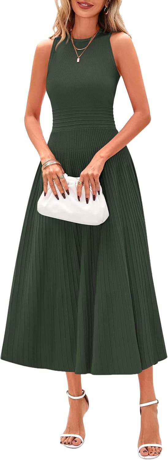 Spring Casual Dresses for Women 2026 Summer Business Work Midi Sleeveless A Line
