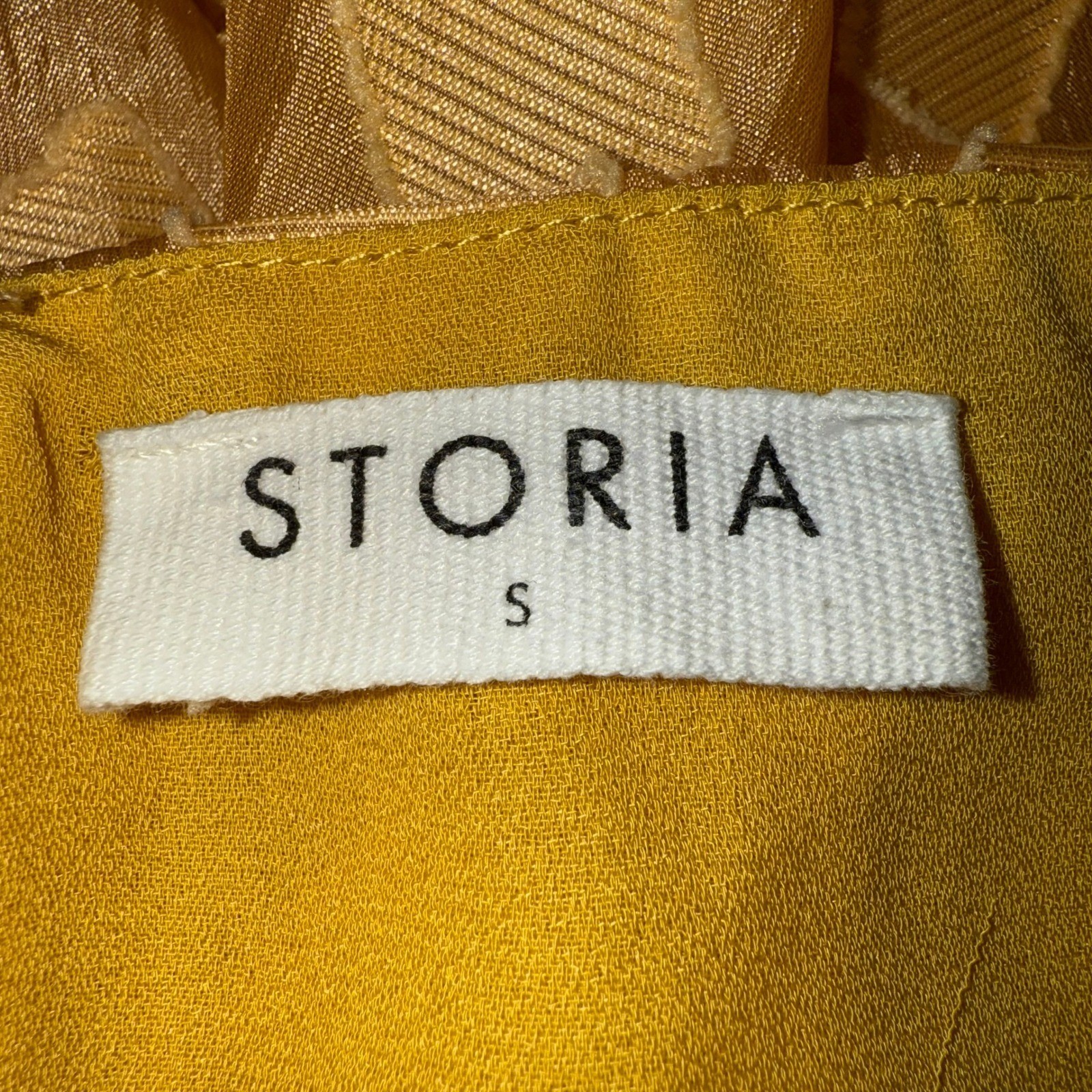 STORIA Unforgettable Golden Sunrise Textured Babydoll Dress Small