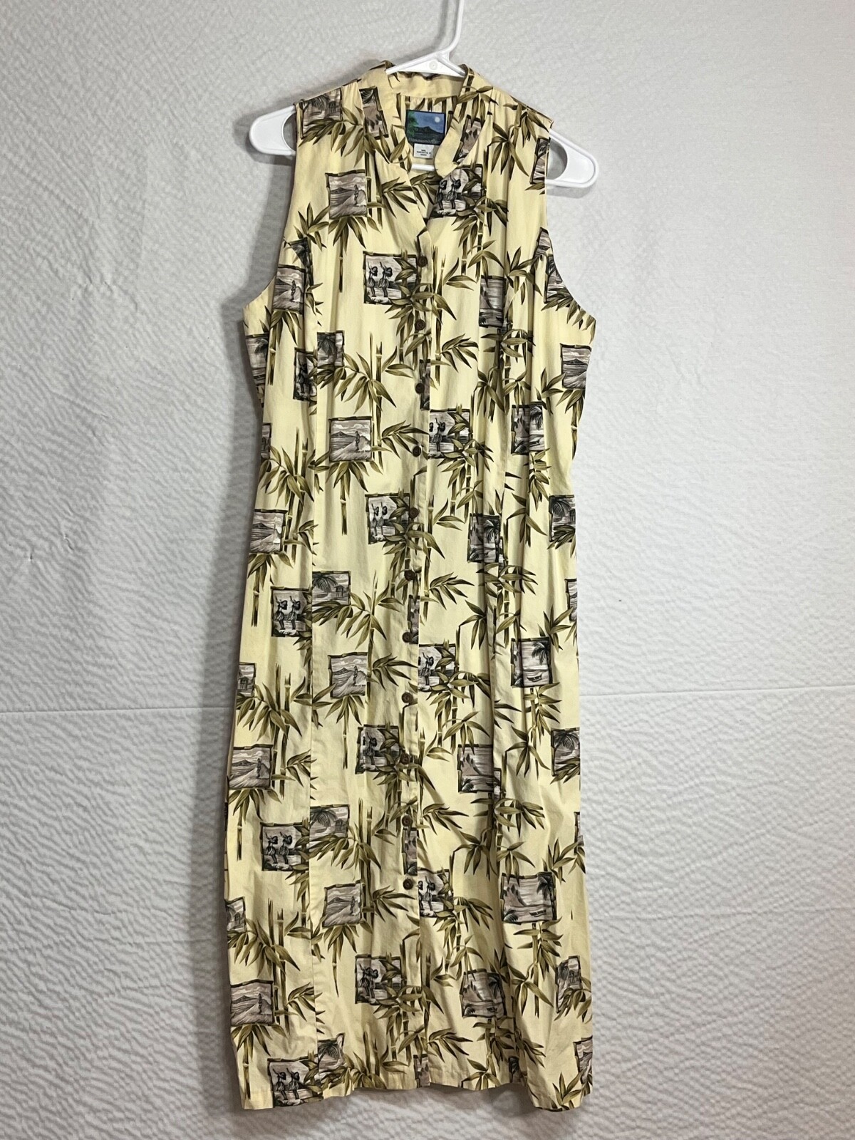 Hawaiian Moon Sleeveless Tropical V-Neck Button Maxi Dress Size XXL (BB5-1)