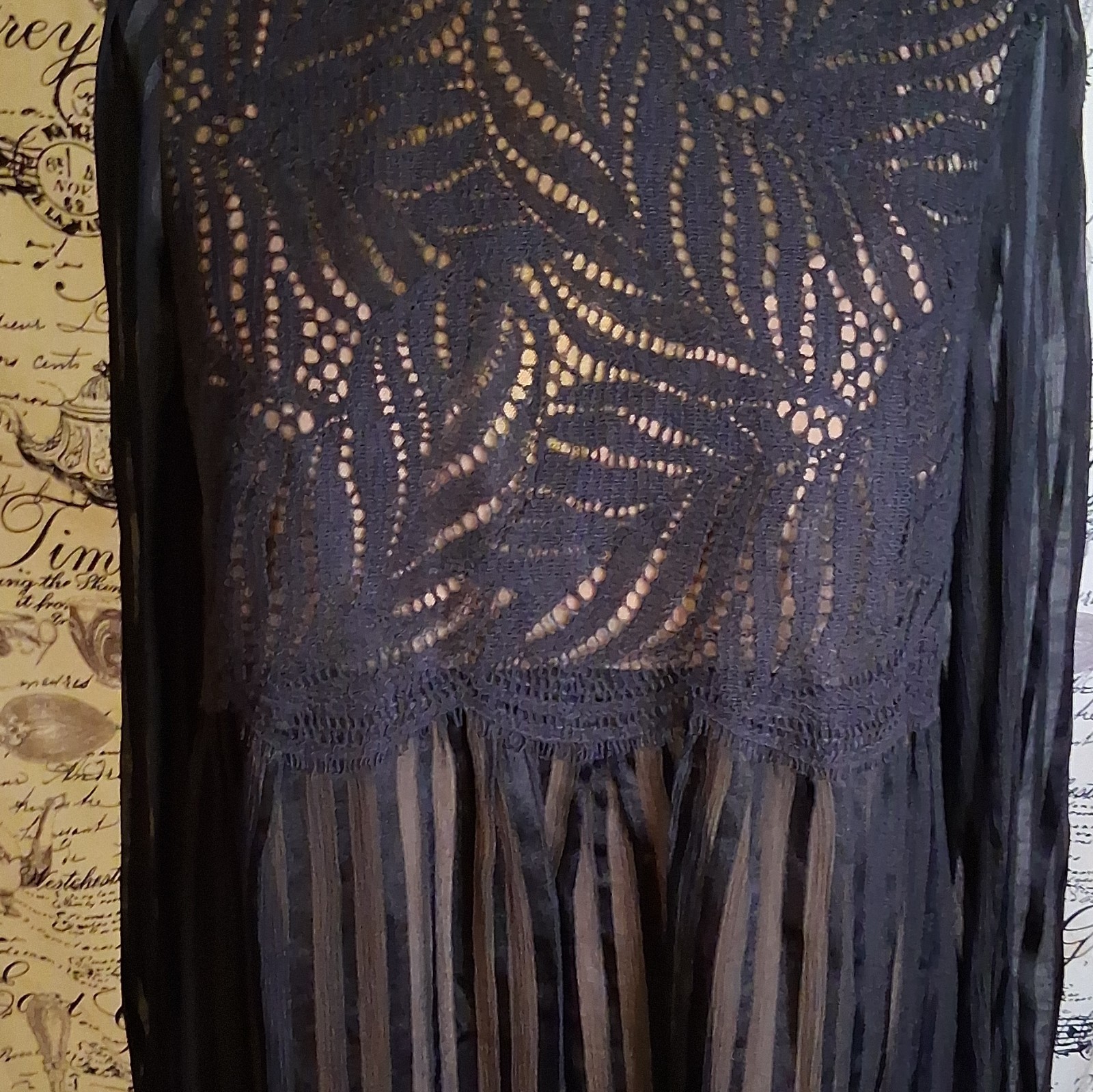 BCBGMAXAZRIA Black Lace Sheer Long Sleeve Sheath Long Dress Women’s S