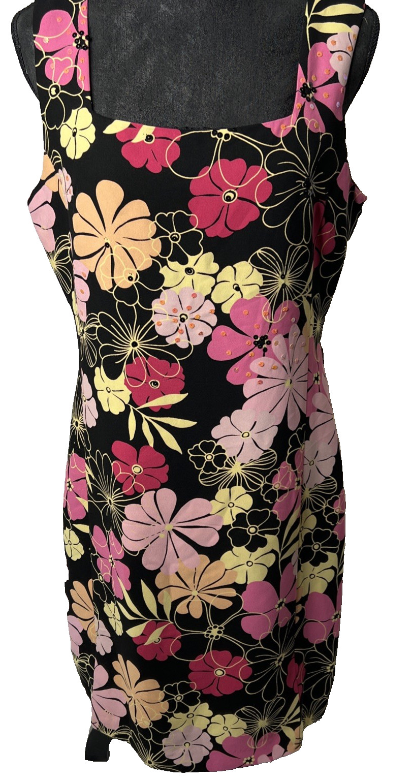 Amanda Smith Sundress Size 12 Floral Sleeveless Fully Lined Back Zipper
