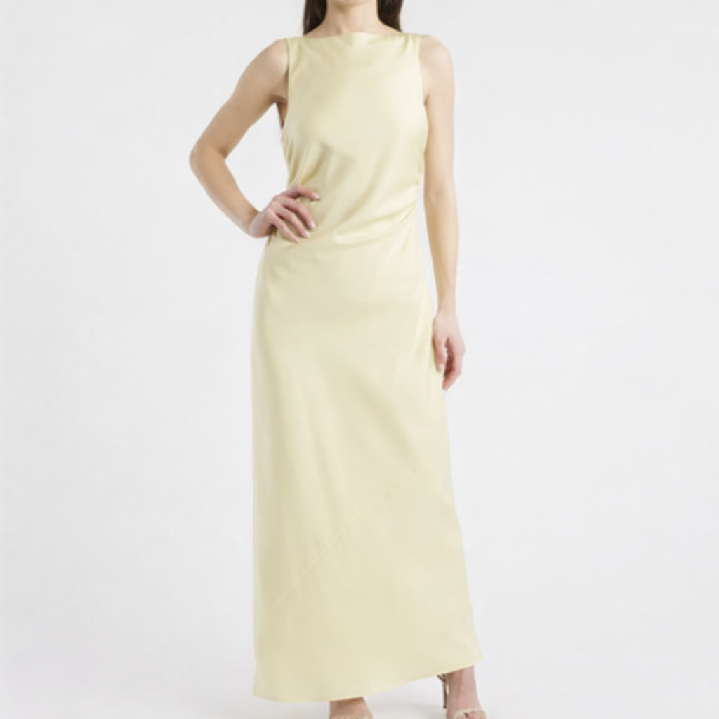 WAYF Isadora Open Cowl Back Cocktail Dress – Pale Yellow – XXL – NWT