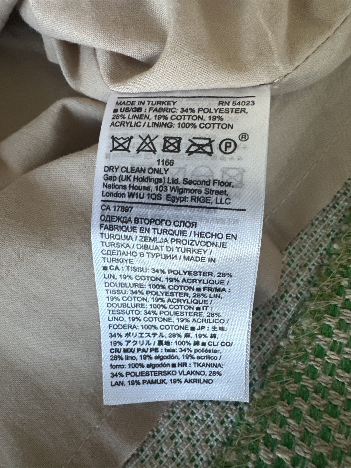 Banana Republic Green & Beige Gingham Tweed Sleeveless Fit & Flare Dress Sz 12