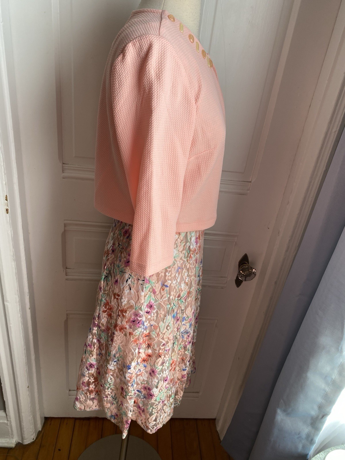PRECEPTION NEW YORK PINK FLORAL LACE PULLOVER DRESS-PINK SWEATER TOP-SIZES!
