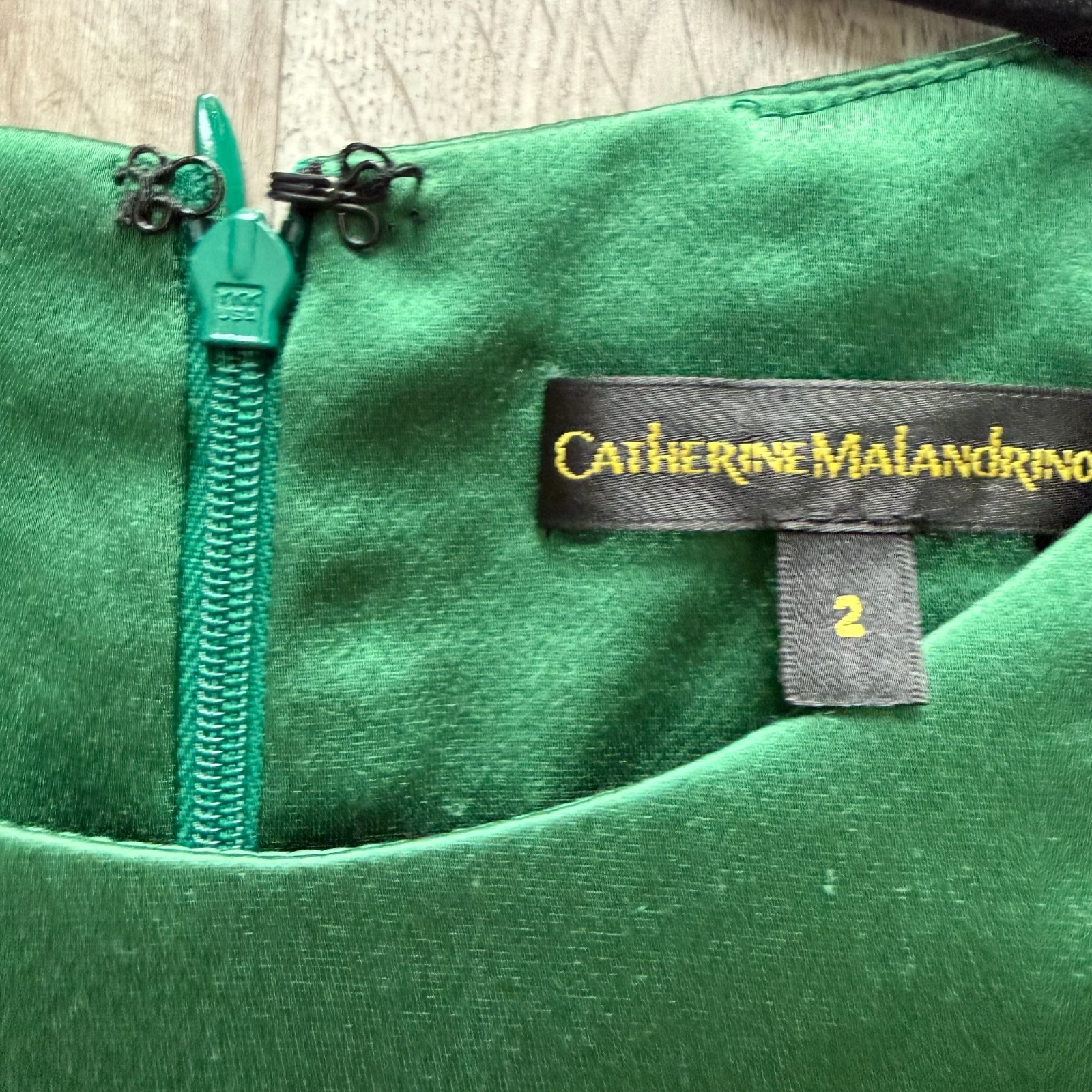 Catherine Malandrino Sheath Dress Womens Size 2 Green Silk Short Sleeve Ruched