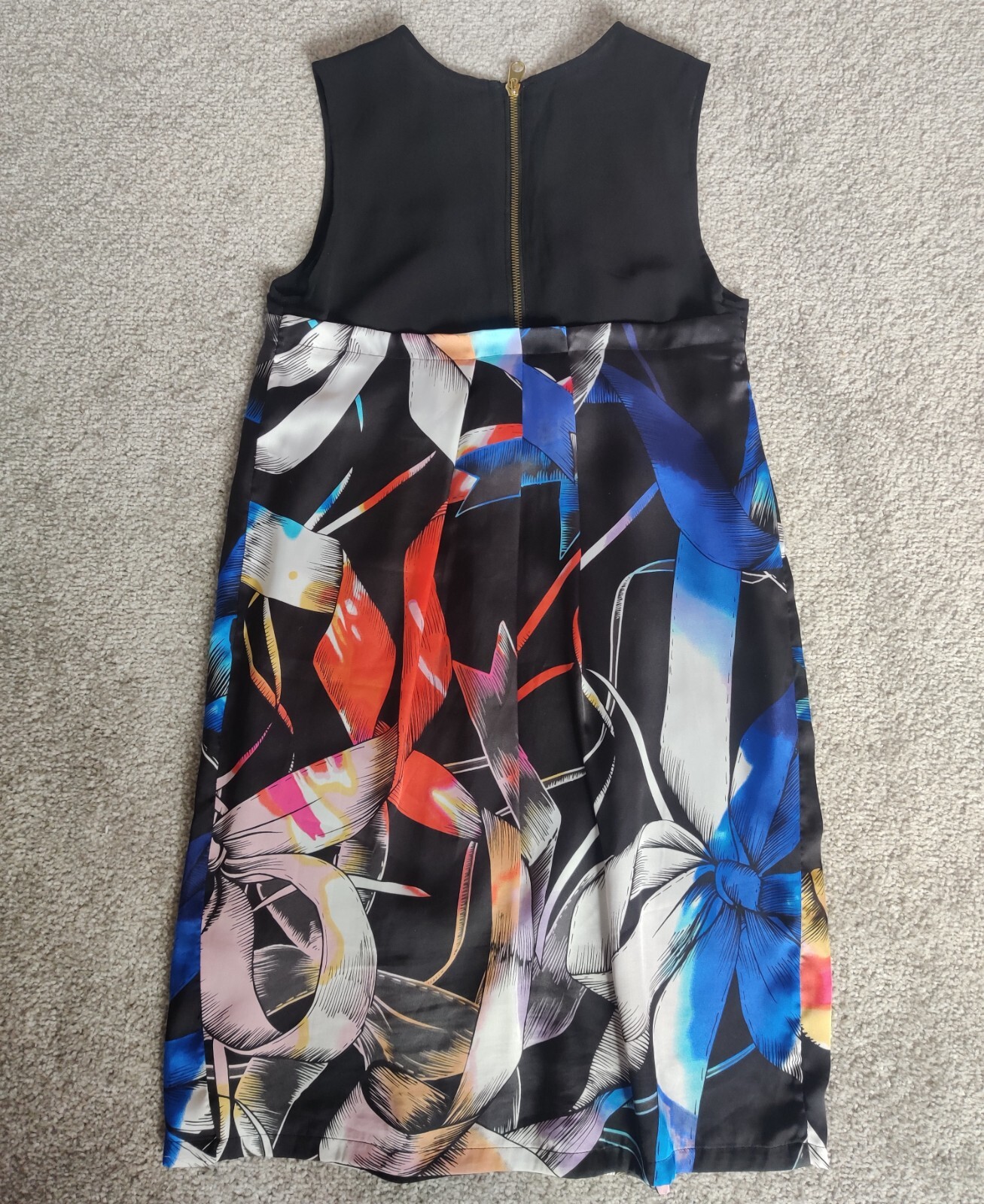 TED BAKER Chiffon Cocktail Dress UK 6 Black Floral Knee Length RN95229 CA25459