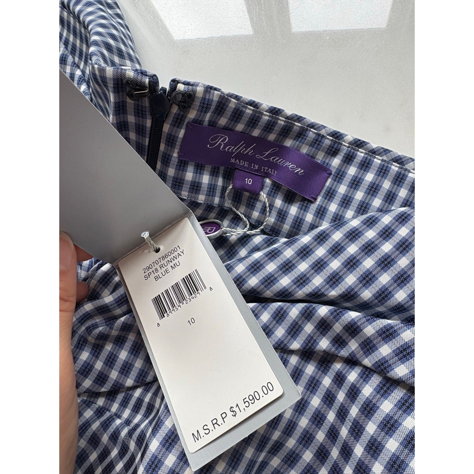 Ralph Lauren Collection Purple Label Gingham Oxford Tunic Blouse Shirt Dress 10