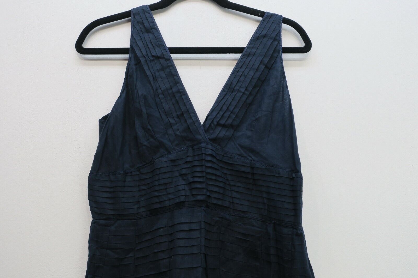 Solitaire Womens V Neck Sleeveless Side Zip Cotton Tiered A-Line Sundress L