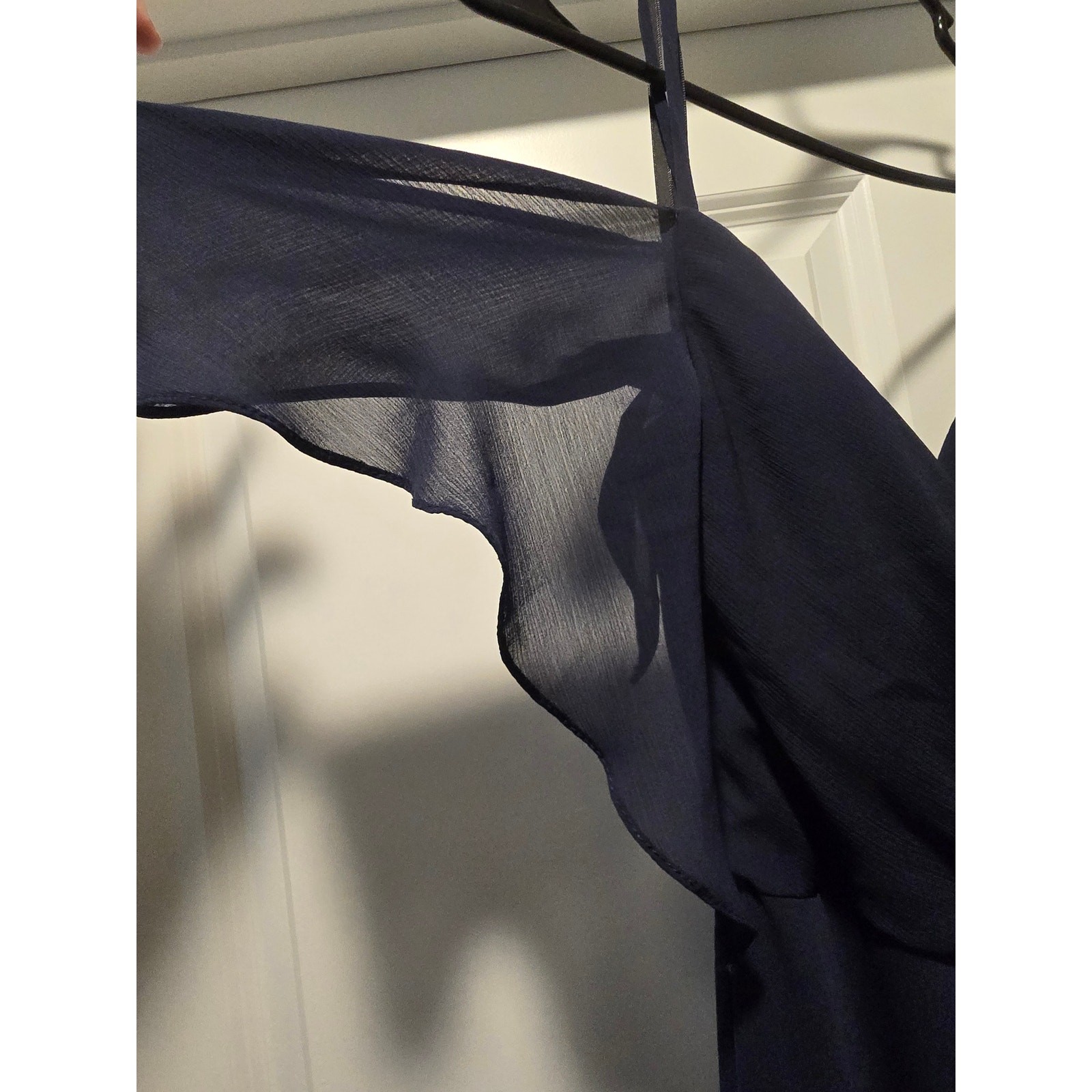 NWOT Watters & Watters Navy Chiffon Ruffle Maxi Bridesmaid Formal Evening Gown