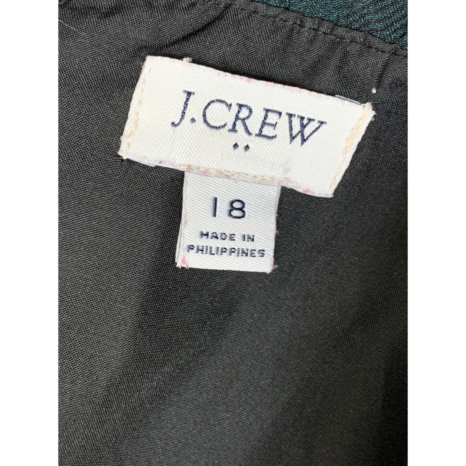 J.Crew Black Watch Plaid Ruffle Neck Shift Dress Green Blue Tartan Size 18