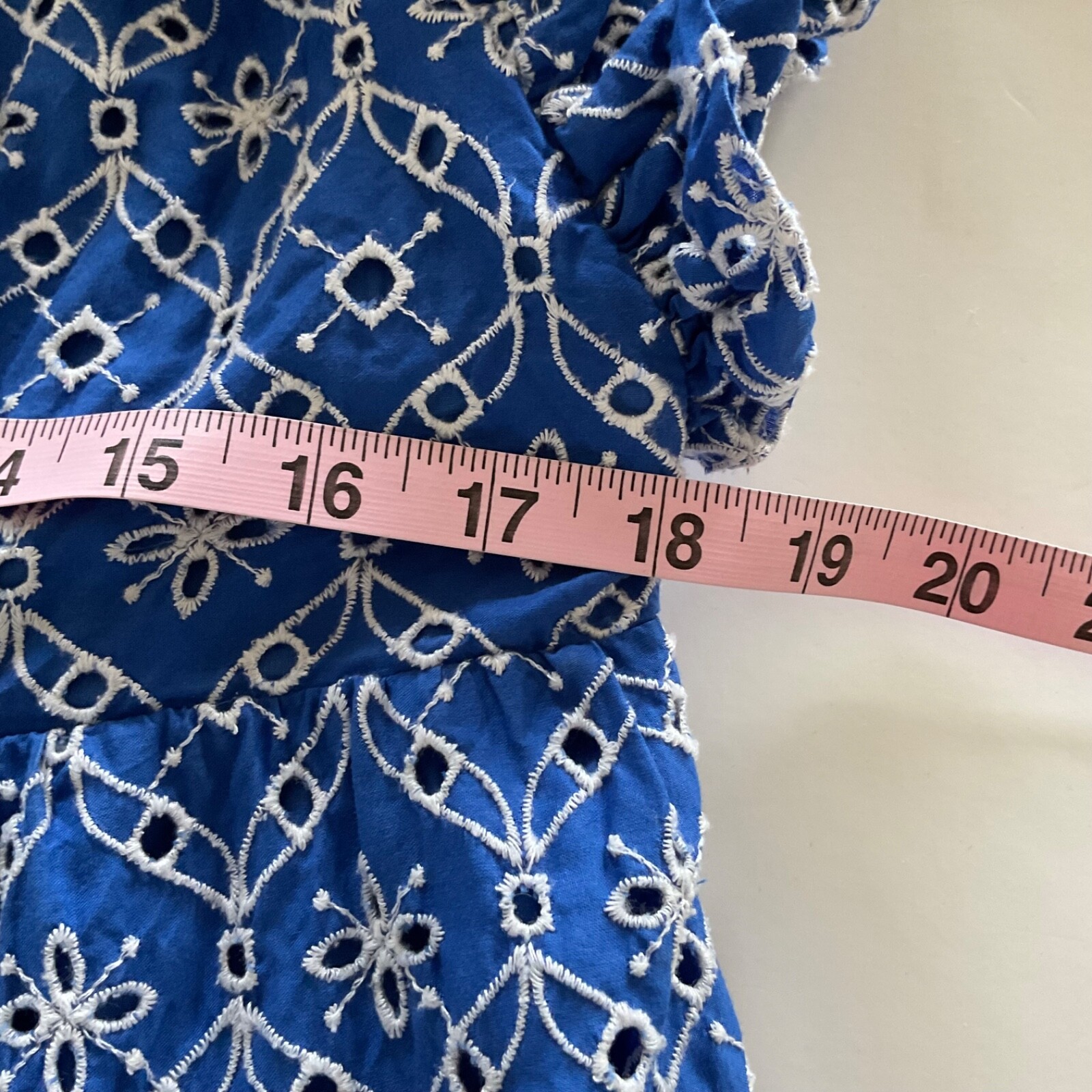 Lilly Pulitzer Morrie Ruffle Sleeve Eyelet Dress 14 Blue Grotto Flutter Eyelet