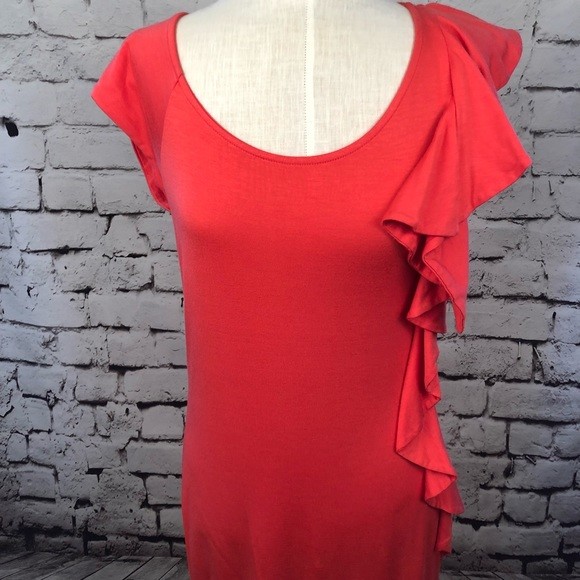 Ella Moss Monaco Ruffle Hook and Eye Mini Dress Orange Red