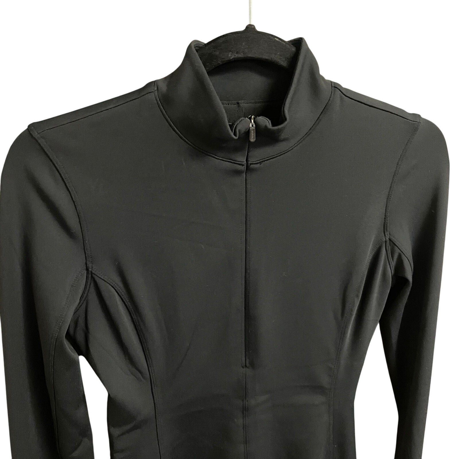 Athleta Spandex Blend Zip Up Front Long Sleeve Delancey Skyline Dress Black XS