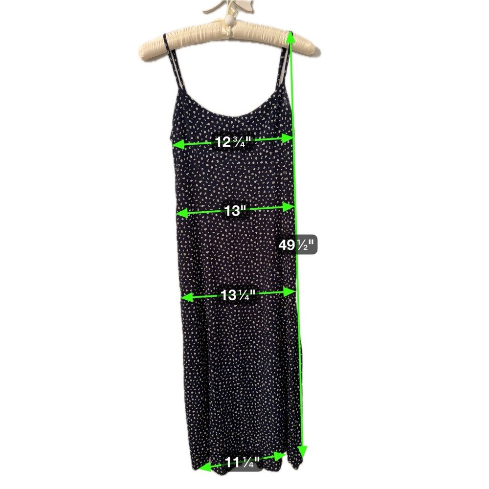 Brandy Melville Slip Dress Maxi Navy Floral Spaghetti Strap 100% Viscose