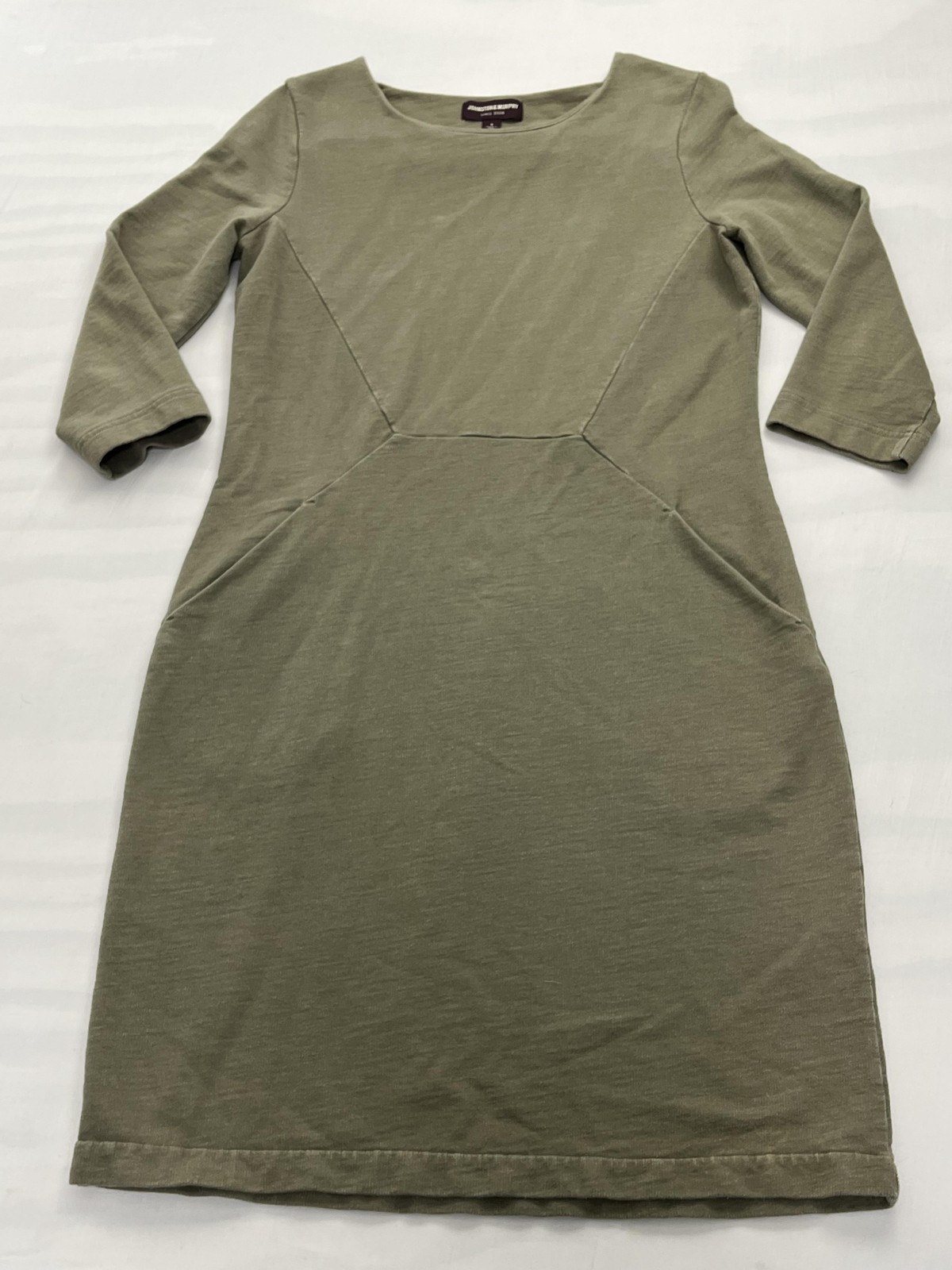 Johnston & Murphy Dress Womens Small Green 3/4 Sleeve Cotton Knit Pockets
