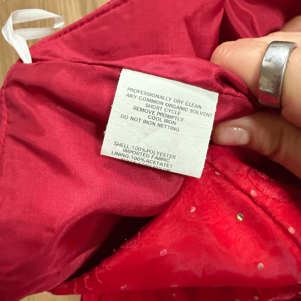 Jessica McClintock for Gunne Sax Womens Red Strapless Polka Dot 90s Dress Size 8