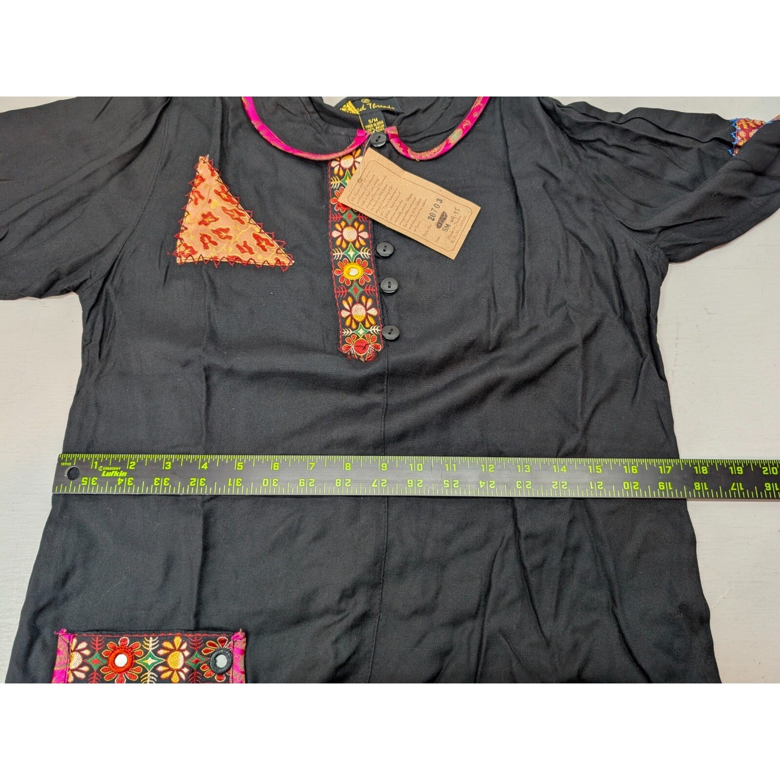 Sacred Threads Maxi Dress Floral Patchwork Long Sleeve Witchy Goth Size S/M NWT