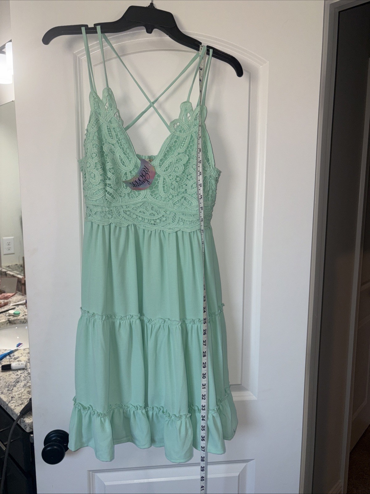 Main Strip Mint Color Spaghetti Strap Dress Sz Large Sundress Beach Vacation