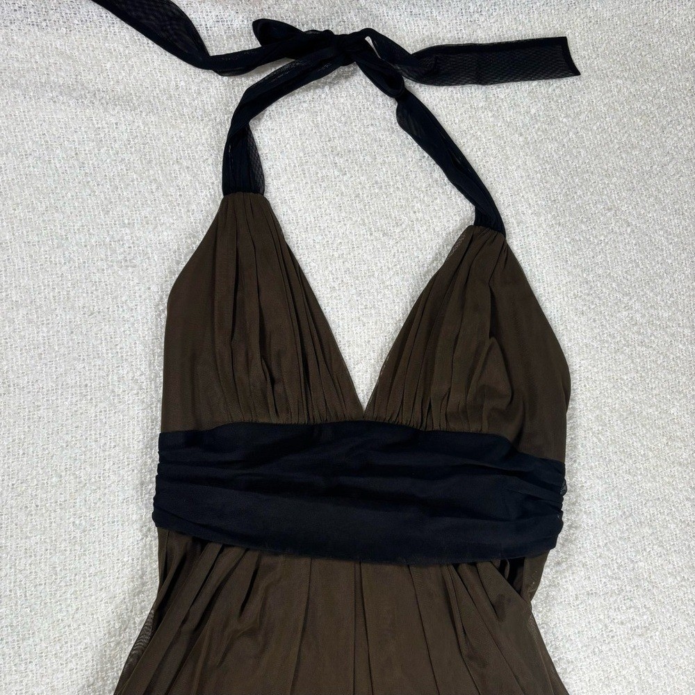 london style y2k halter brown black flowy dress goth grunge fairy downtown girl