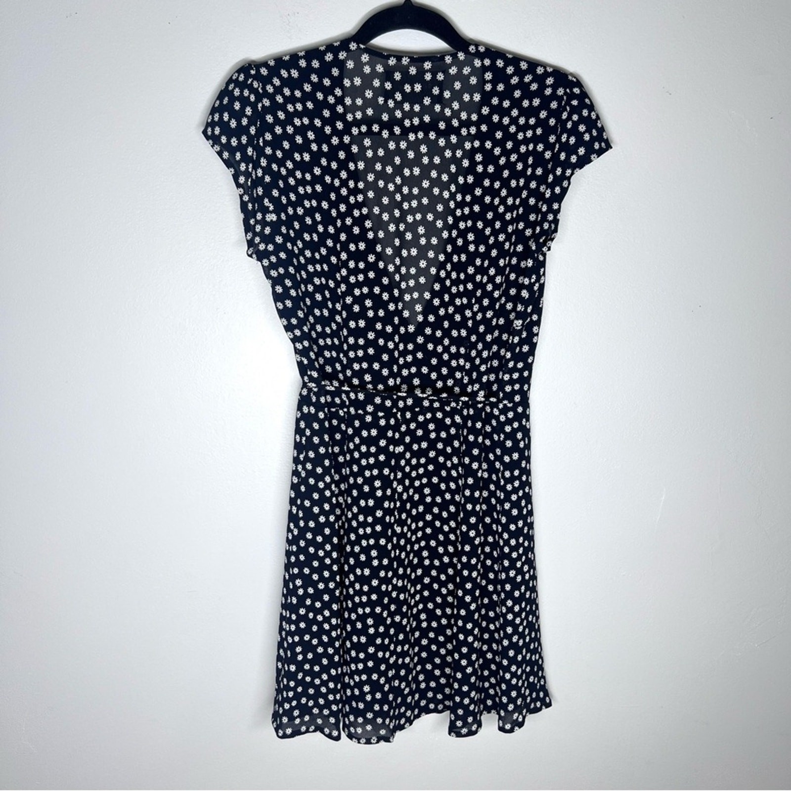 Reformation Adele Mini Wrap Ditsy Floral Dress Black Sz XS