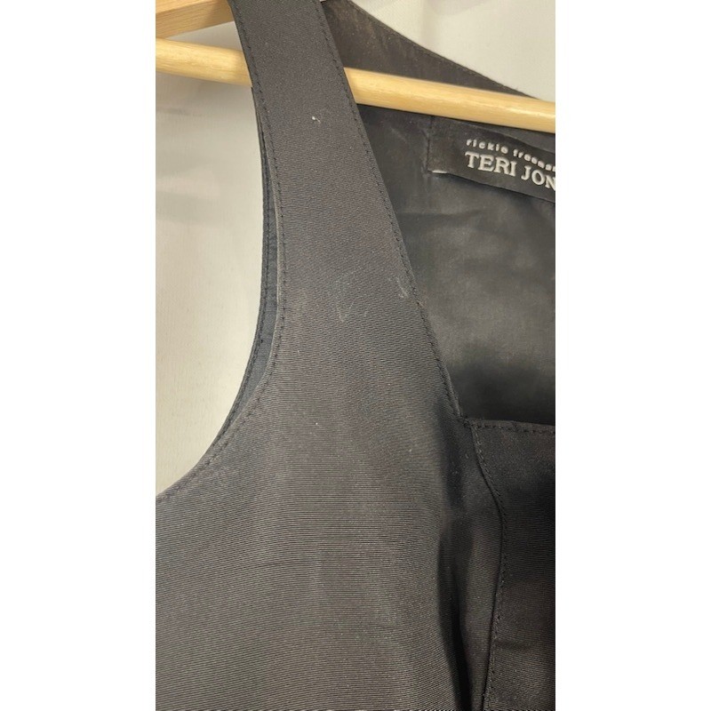 Rickie Freeman Teri Jon Black Sheath Cocktail Dress Rhinestone Buckle Size 2