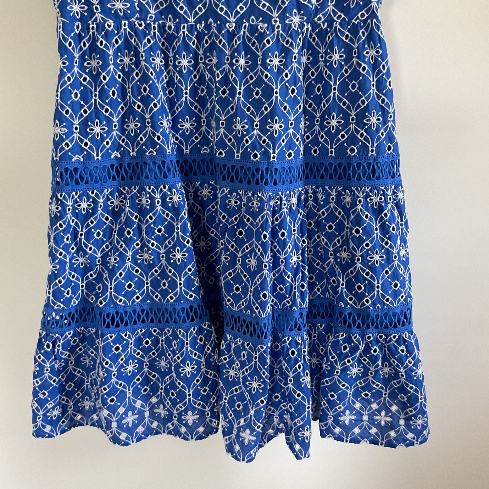 Lilly Pulitzer Morrie Ruffle Sleeve Eyelet Dress 14 Blue Grotto Flutter Eyelet