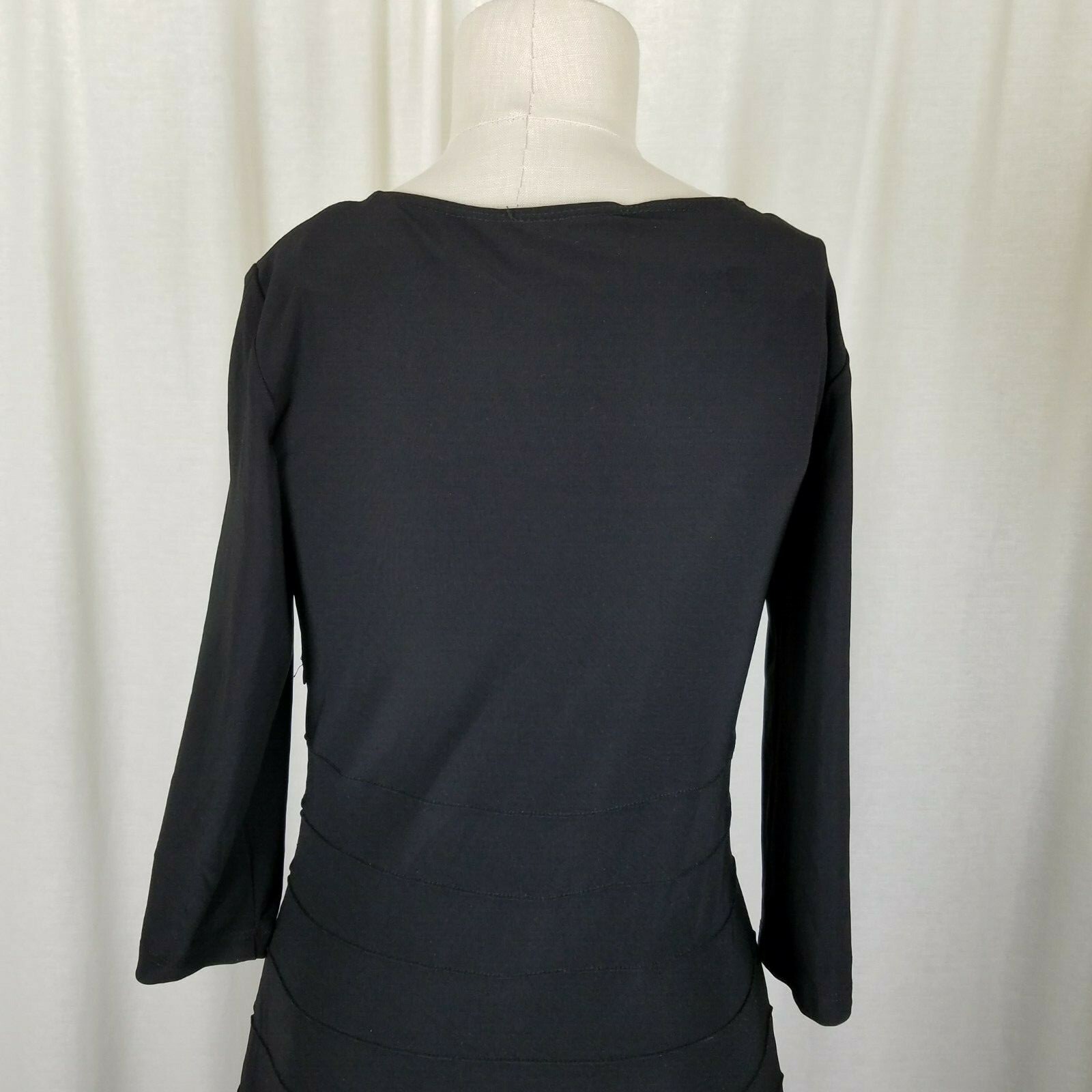 Evelyn & Arthur Nueva 3/4 Sleeve Ruffle Dress Little Black Women 6 Scoop Neck