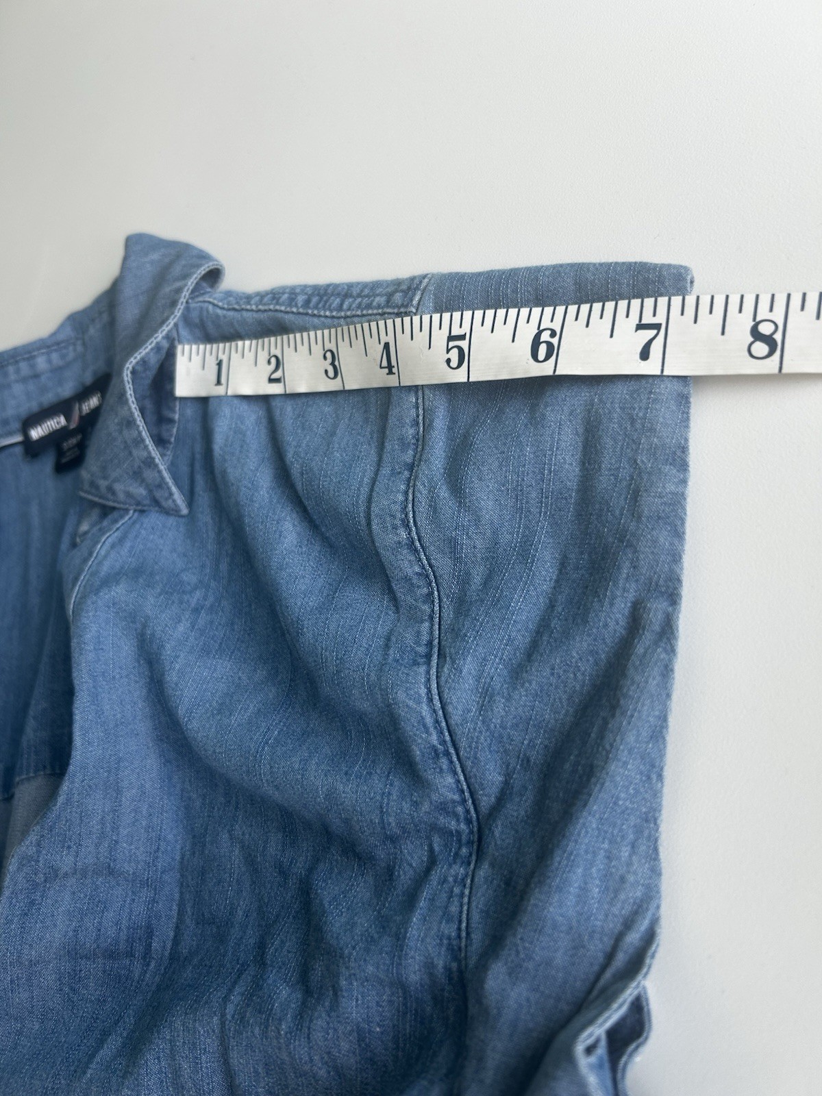 NWT Nautica Jeans Chambray Button Front Shirt Dress Womens Small Blue Cap Sleeve