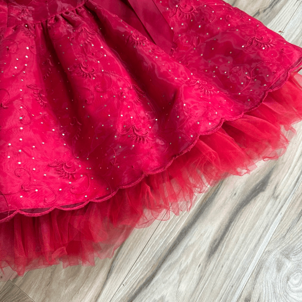 Jessica McClintock for Gunne Sax Womens Red Strapless Polka Dot 90s Dress Size 8