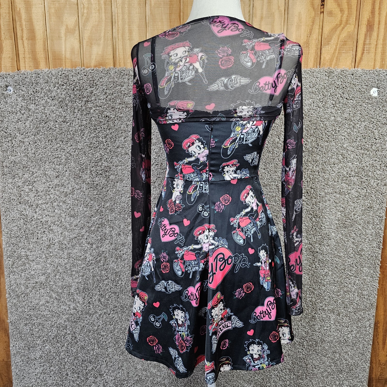 Dolls Kill Betty Boop Tough A-Line Mini Dress Sz XS w/ Shrug Underwire Satin