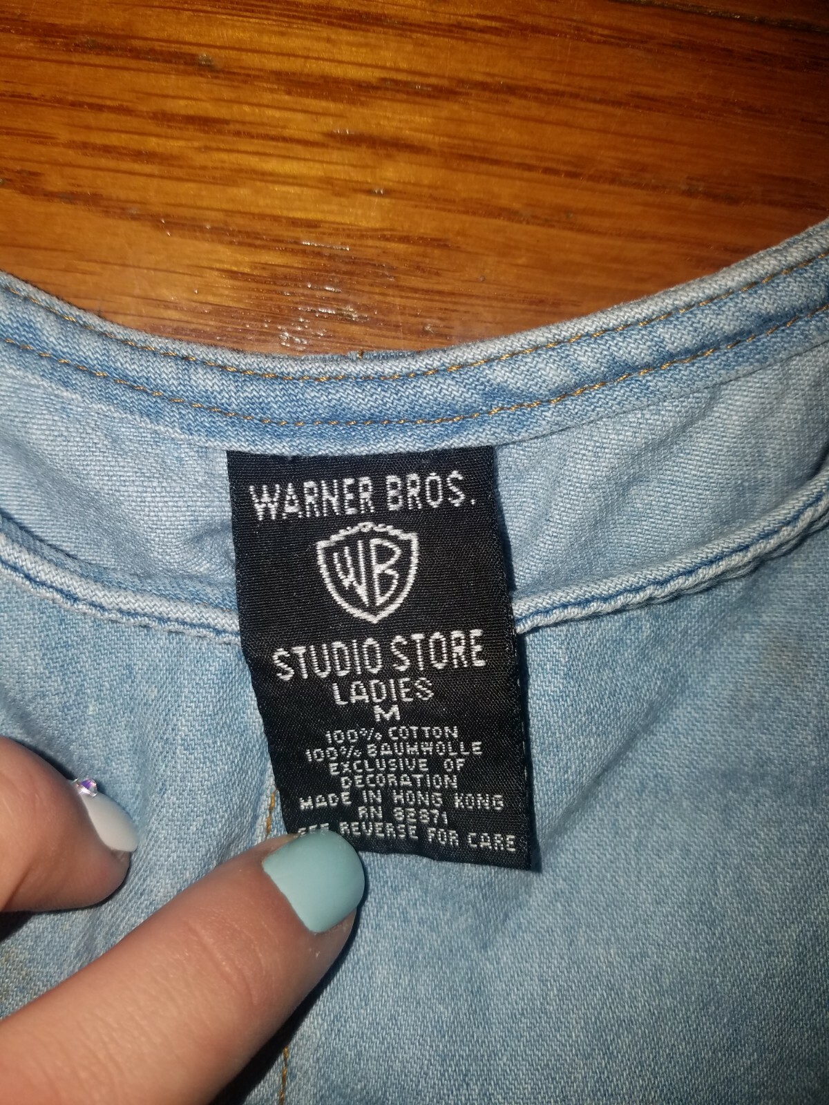 Vintage Womens Warner Bros Disney Looney Tunes Denim Embroider Dress Size Medium