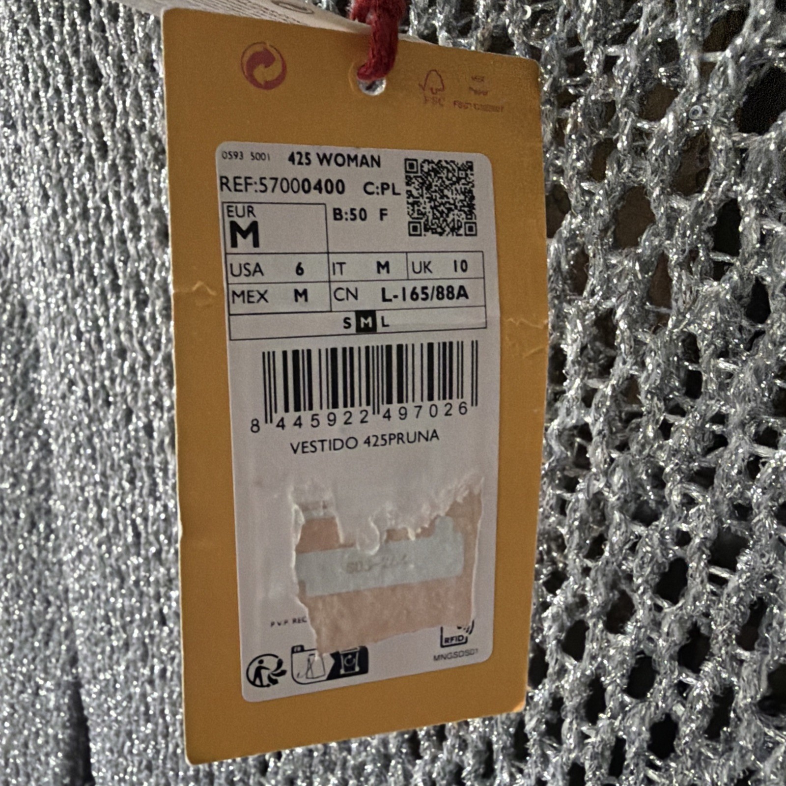Simon Miller x Mango Silver metallic stretch mesh | fishnet maxi | cover-up sz 6