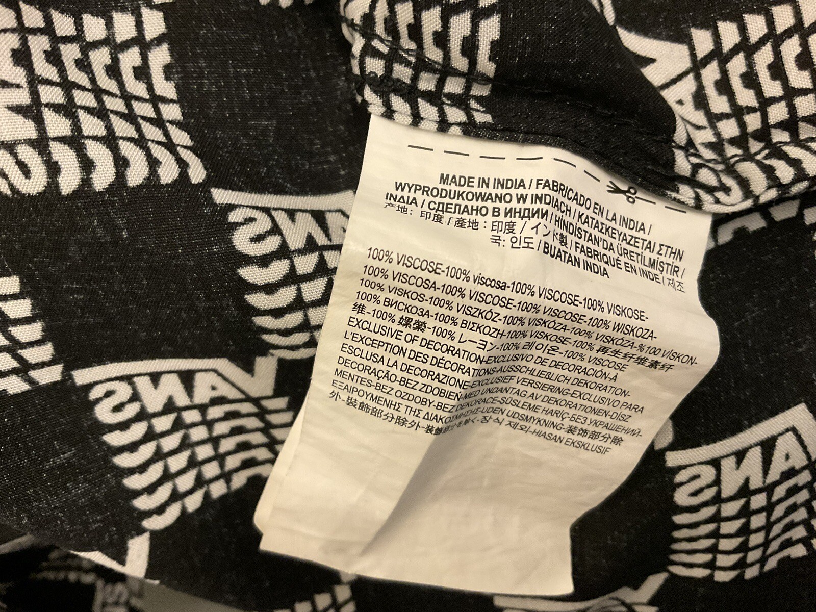 Vans Button Front Dress Black/white Logo Viscose S/sleeve Sz S