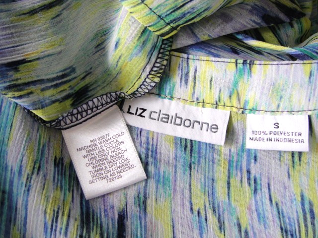 Liz Claiborne Size S Semi Sheer Colorful Sleeveless Draw String Waist Dress