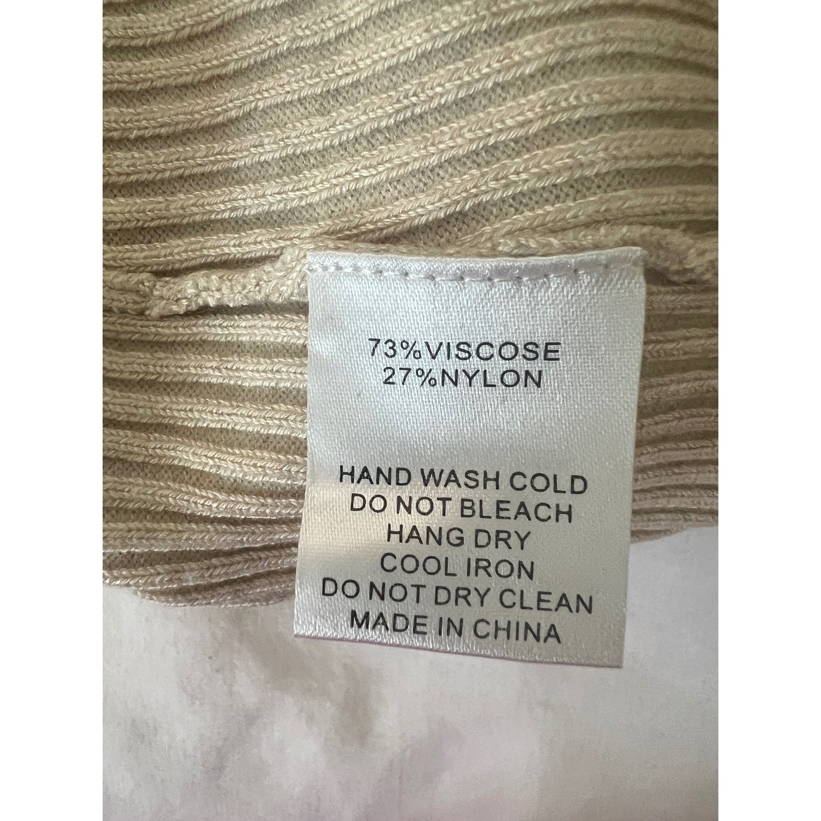 MOD REF Ribbed Knit Tank Maxi Dress Beige Spaghetti Strap Side Slit Size S