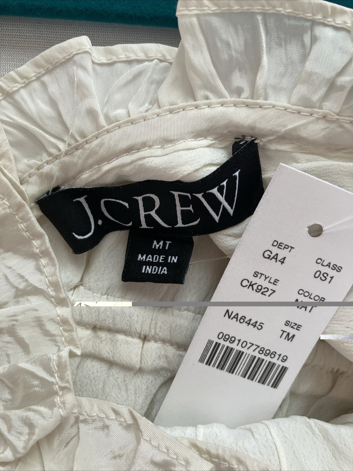 J Crew Palermo Crinkle Midi Dress Tall Medium Cream Boho Resort Coastal NWT
