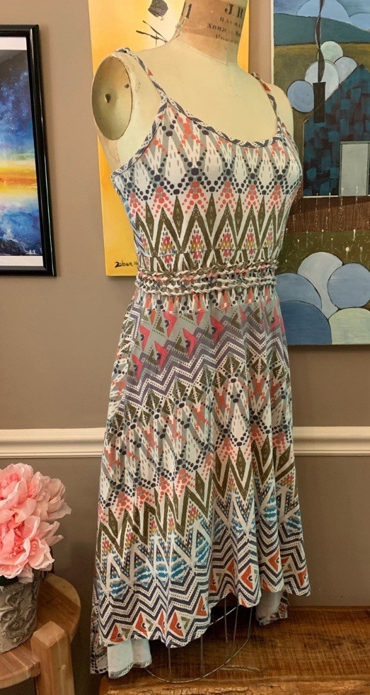 Vintage American Rag Cie Boho Chevron High Low Dress XL Cotton Blend