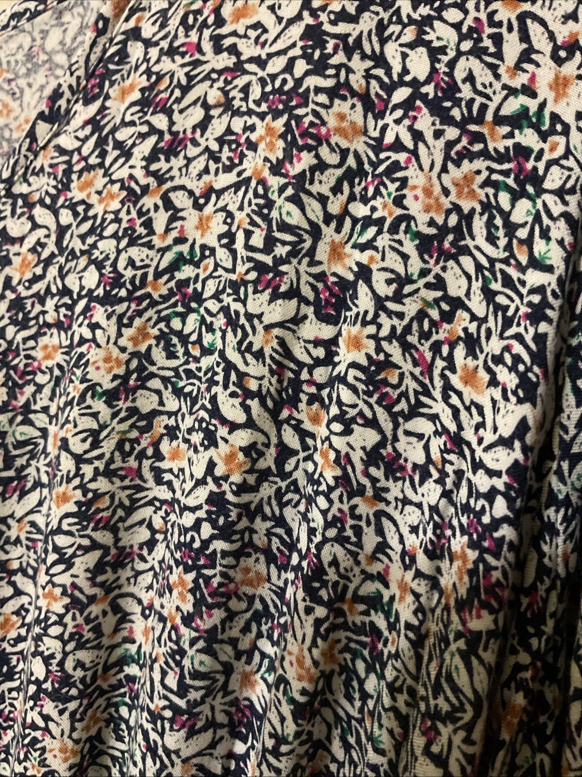 Indigo Rose Navy Blue Purple MicroFloral Short Sleeve Midi High Low Hem Dress XL
