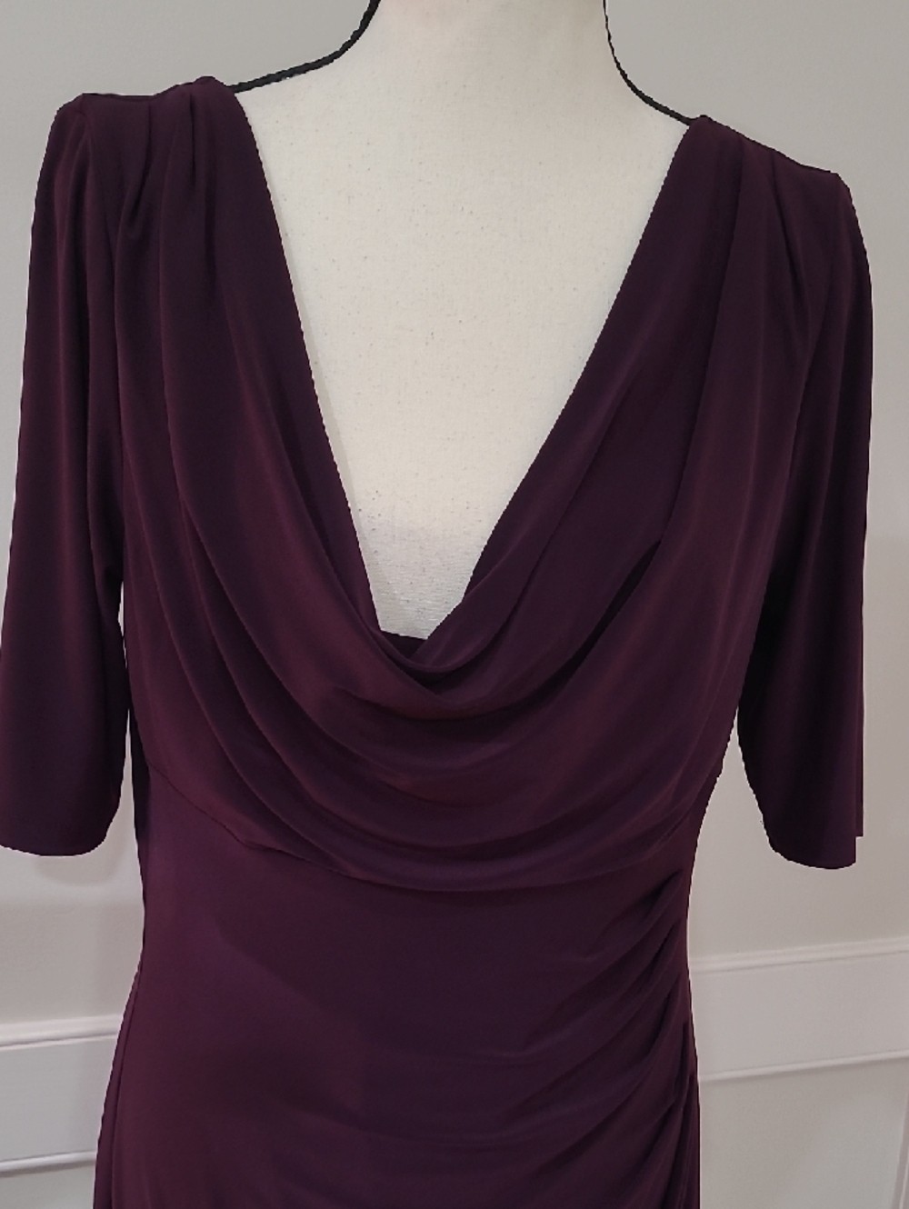 Lauren Ralph Lauren Elegant Plum Cowl Neck Dress – Size 12